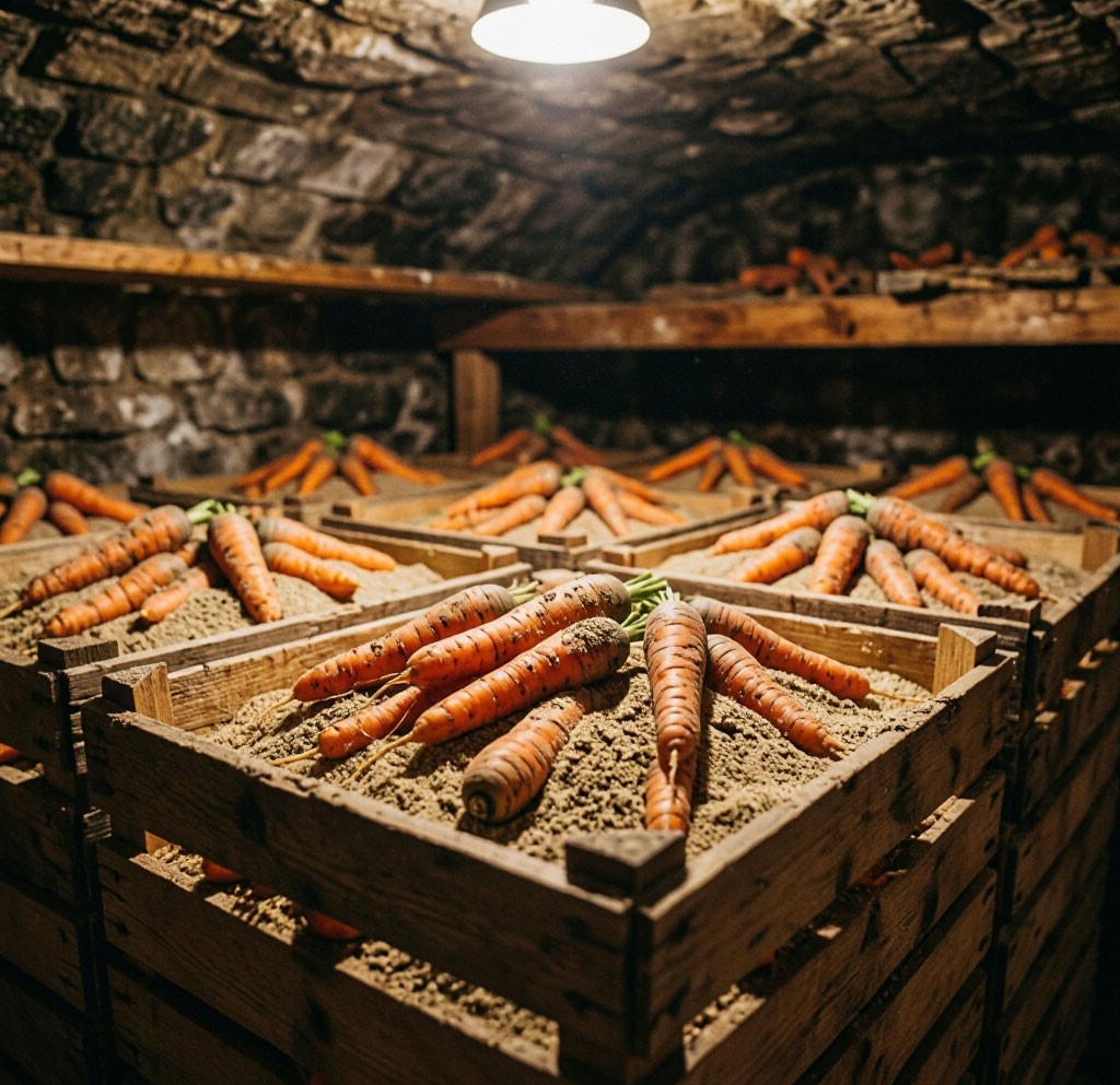 Хранение урожая моркови в погребе